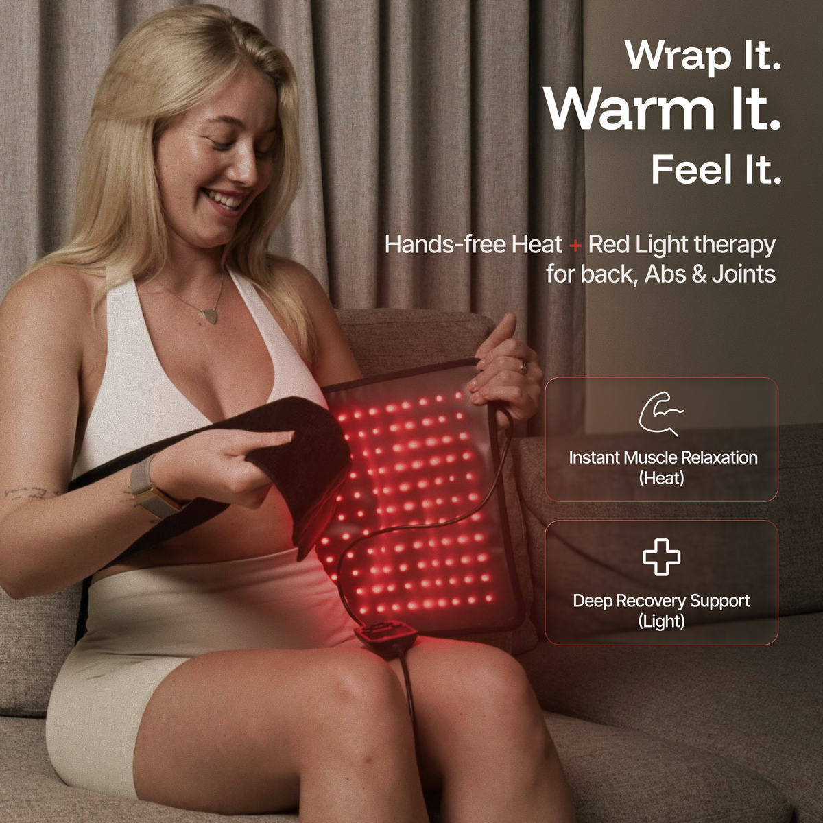 ThermoLab Auracell Pro red light therapy belt 24 x 12in – flexible LED belt with adjustable strap