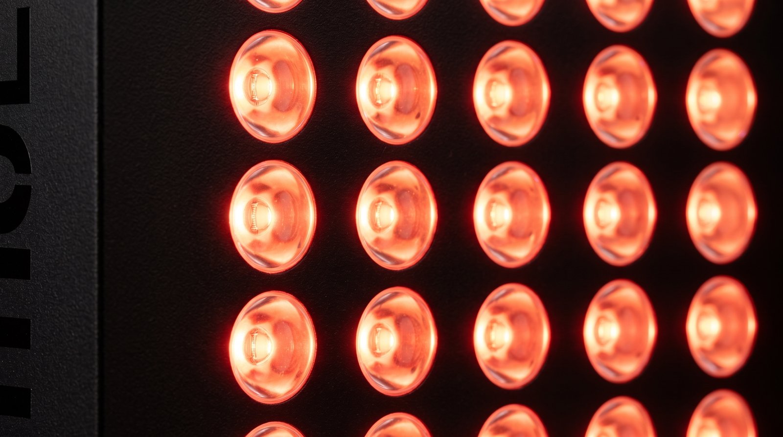 Close-up of the LED lenses