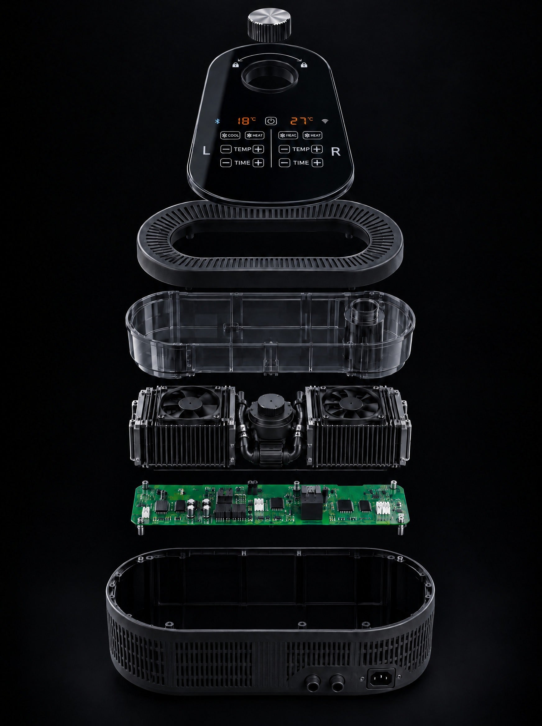 Exploded view of the AuraSnooze control unit