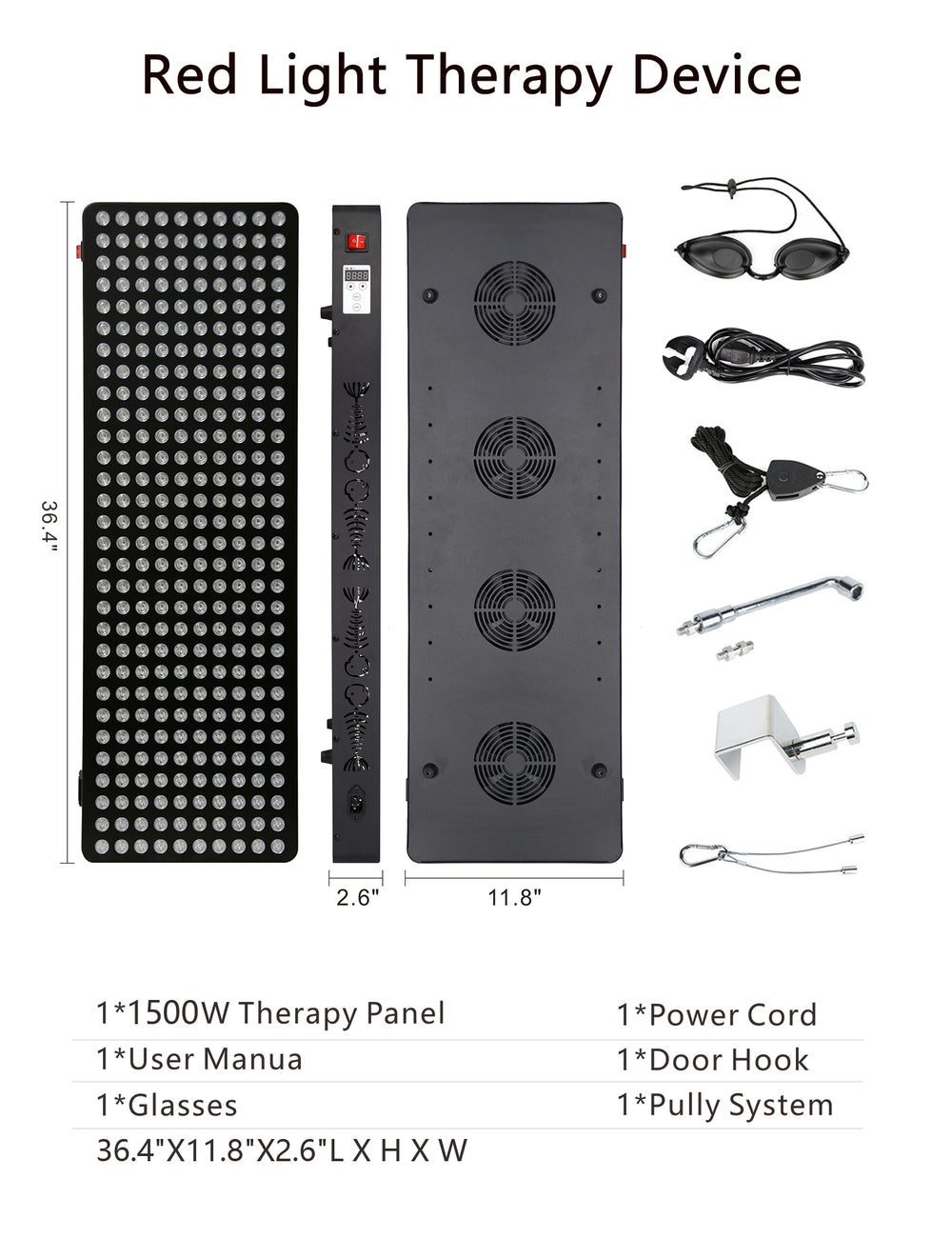 ThermoLab S1500 1500W red light therapy panel – high-output red and near-infrared LED array