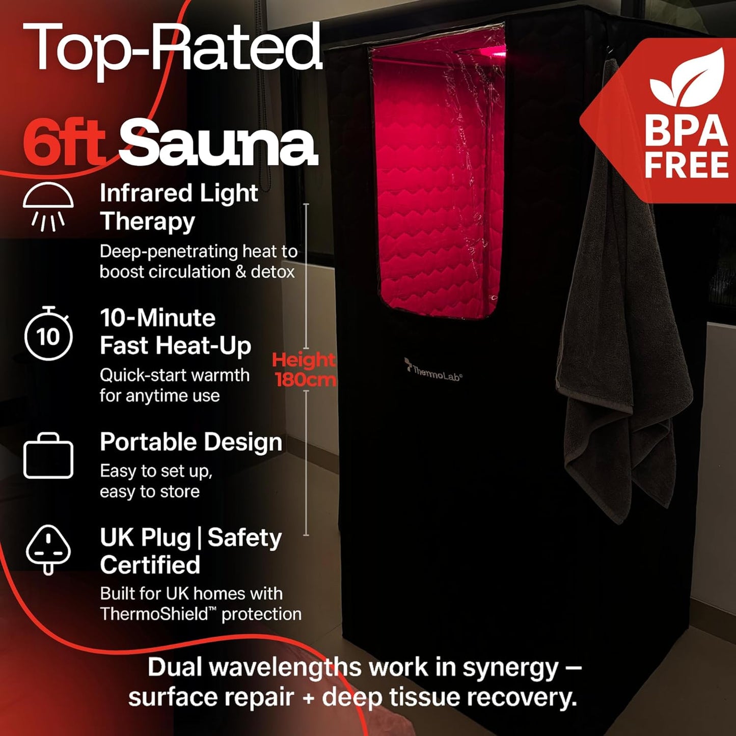 ThermoLab 6FT Pro Portable Home Steam Sauna