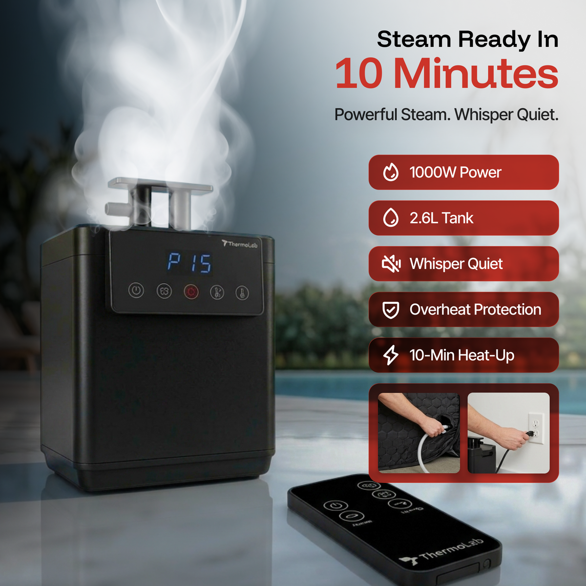 ThermoLab AuraCore Pro Pop-Up portable home steam sauna – what's included with the pop-up home steam sauna