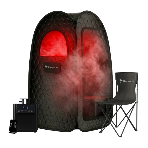 ThermoLab AuraCore Pro Pop-Up portable home steam sauna – 145 x 85 x 85cm seated pop-up steam tent