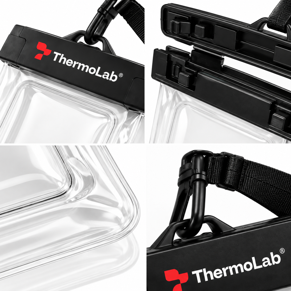 ThermoLab waterproof sauna phone case – clear waterproof phone pouch with lanyard