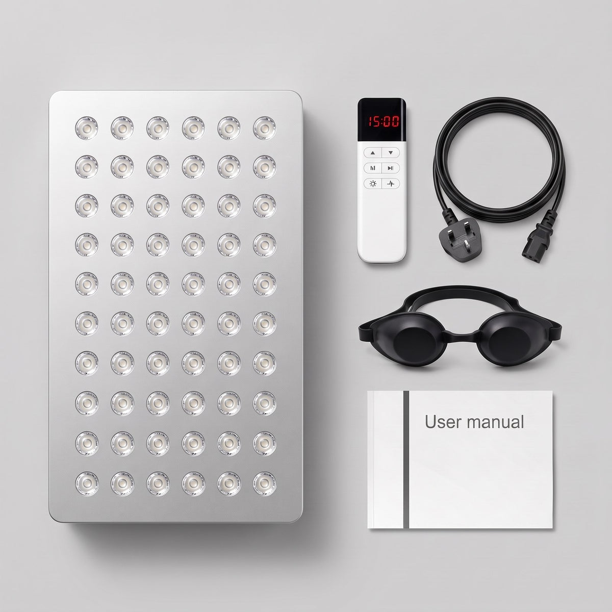 ThermoLab A Series A60 300W red light therapy panel – what's in the box