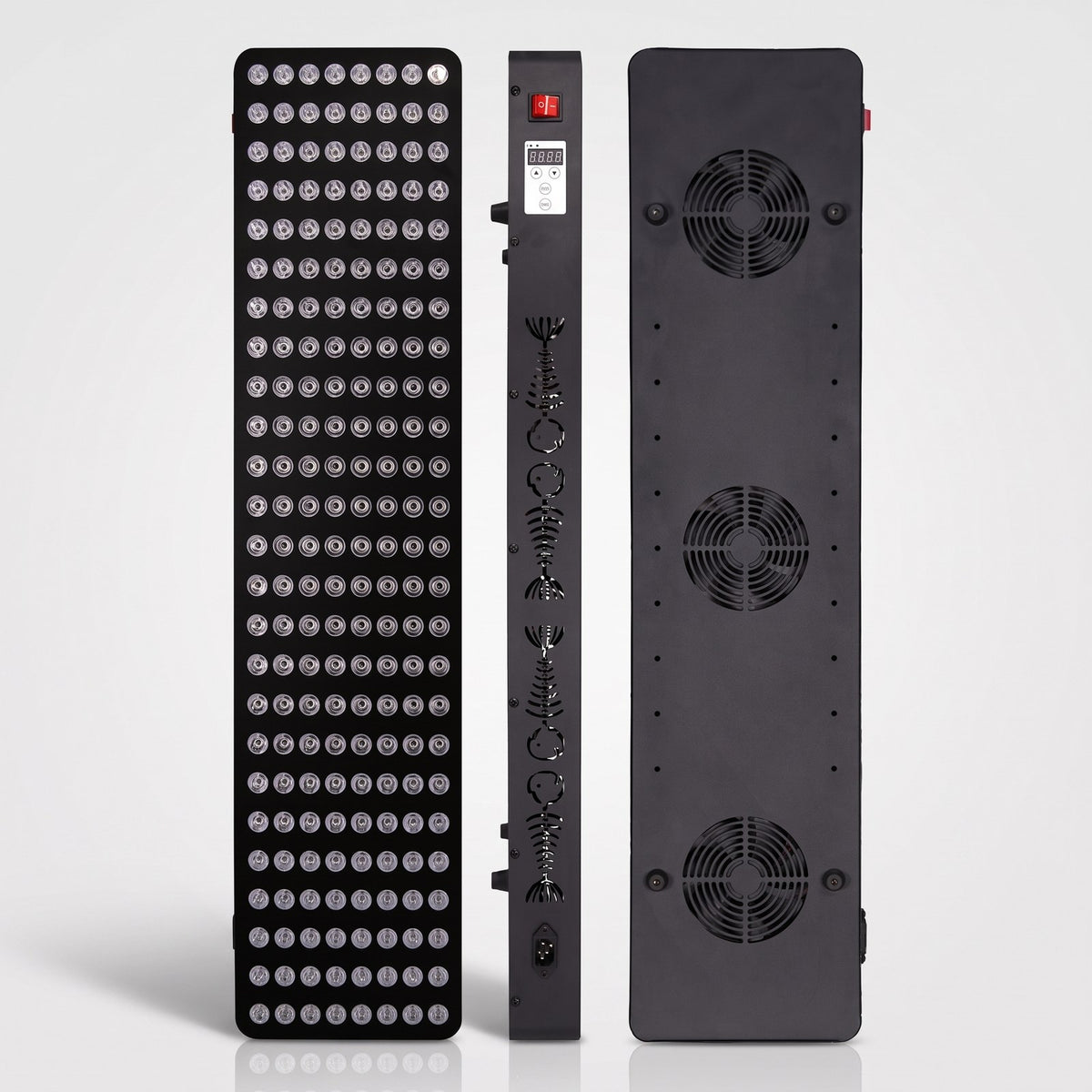 ThermoLab S1000 1000W red light therapy panel – front, side and rear views