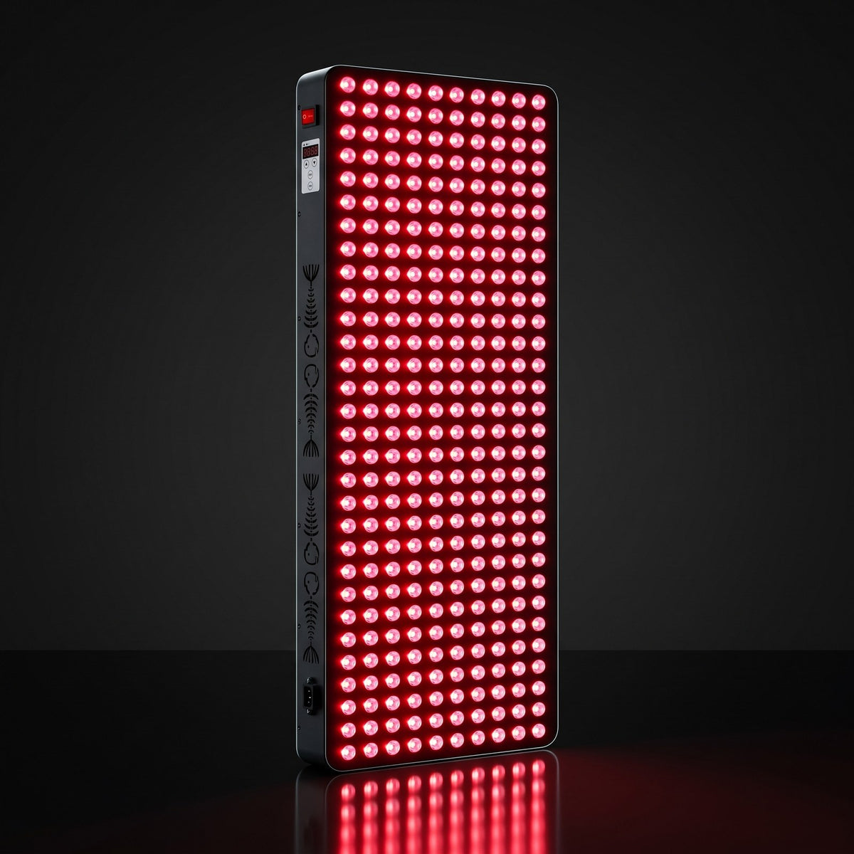 ThermoLab S1500 1500W red light therapy panel – with LEDs switched on