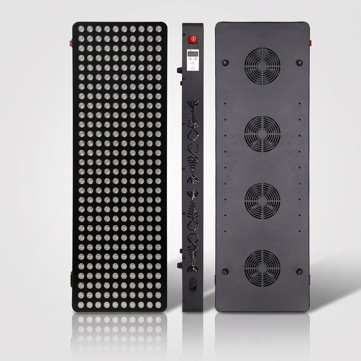 ThermoLab S1500 1500W red light therapy panel – front, side and rear views
