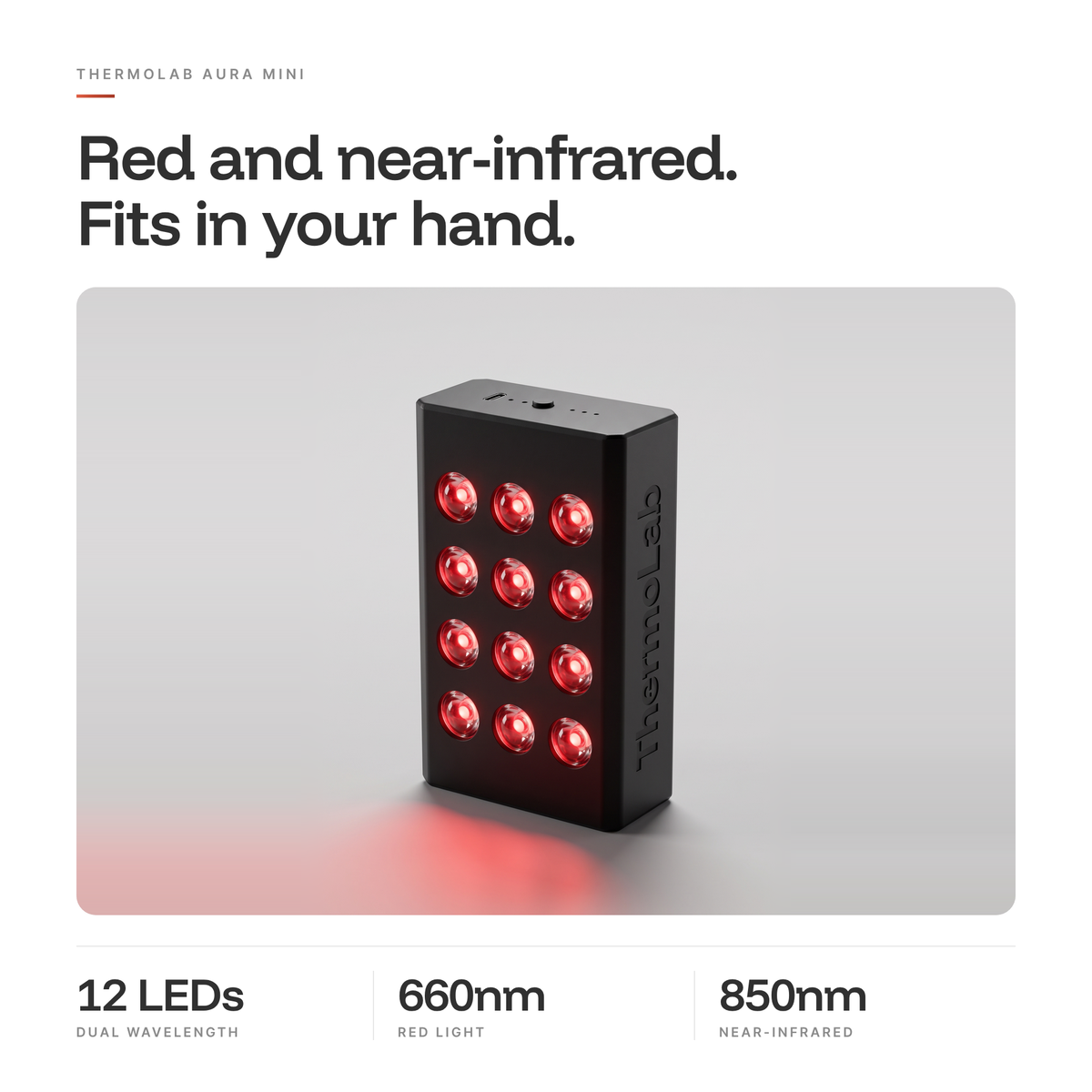 ThermoLab Aura™ Mini — Rechargeable Portable Red Light Therapy Panel