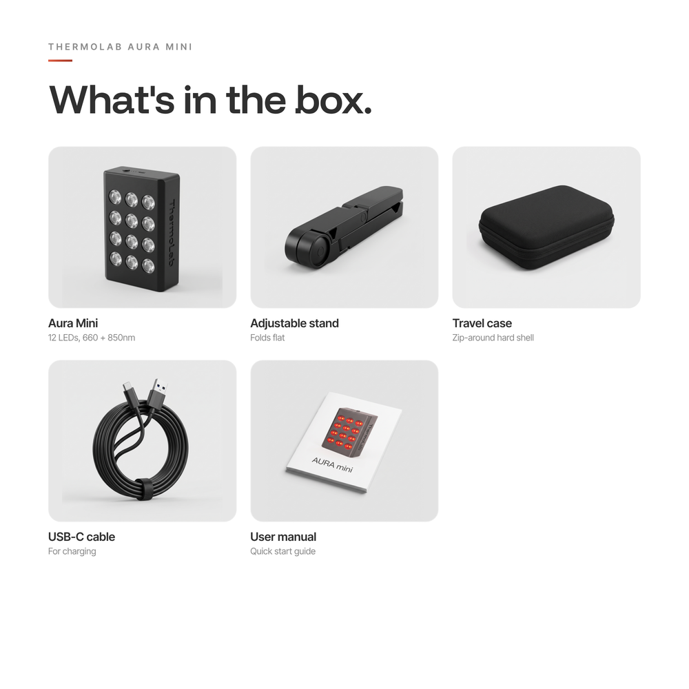 ThermoLab Aura™ Mini — Rechargeable Portable Red Light Therapy Panel